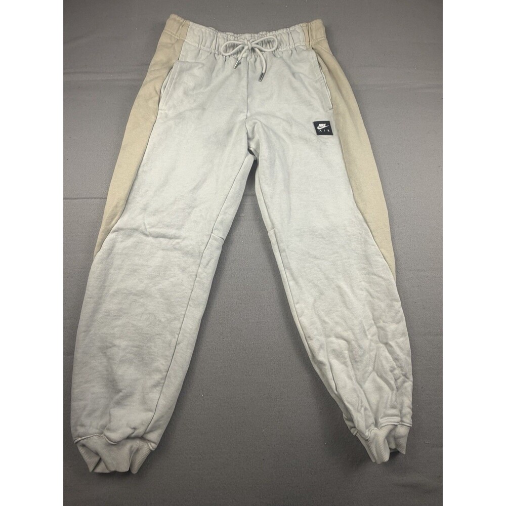 Nike Air Men's Colorblock Gray Beige Jogger Pants M Drawstring Pockets